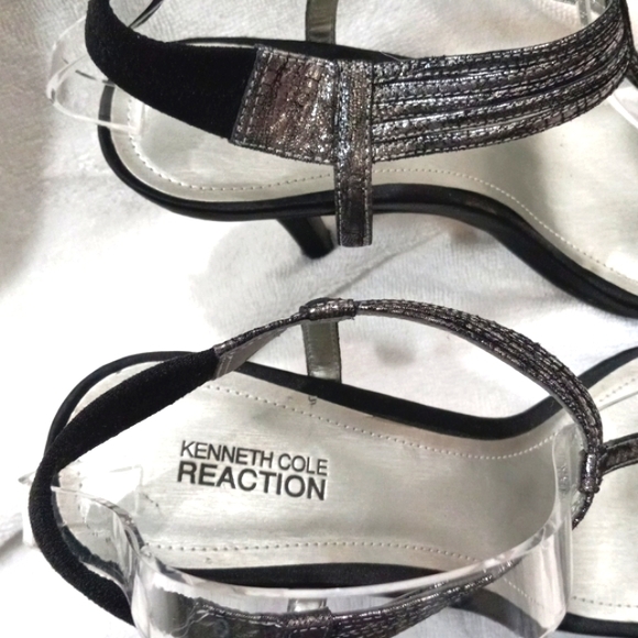 Kenneth Cole Reaction Black/Silver Leather 4" High Heel - Picture 4 of 7